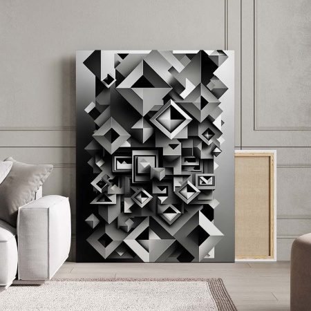 Tablou Canvas Modern Abstract - 3D Metal geometry - Img 3