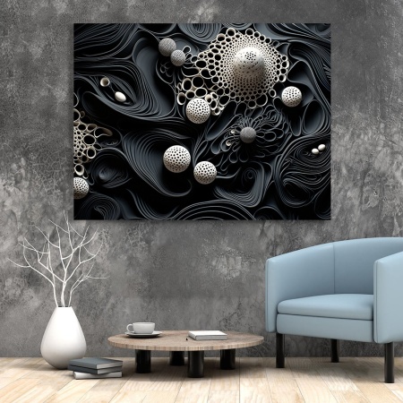 Tablou Canvas Modern Abstract - Black and white quilling - Img 3