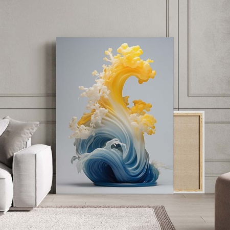 Tablou Canvas Modern Abstract - Blue and yellow spectacular foam - Img 2