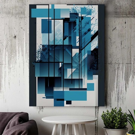 Tablou Canvas Modern Abstract - Blue stained glass - Img 2