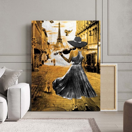 Tablou Canvas - Playing violin in Paris - Img 2