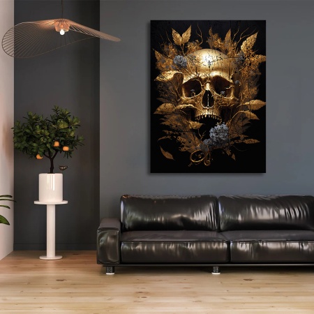 Tablou Gold leaf skull - Img 3