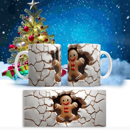 Cana De Craciun - Funny Gingerbread Man breaking the Cake - Img 2