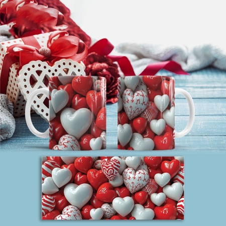 Cana Valentine's Day - White and Red Marble Hearts - Img 2