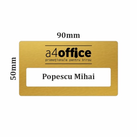 Ecuson personalizat gravat insertie de nume 9x5cm, auriu - Img 2