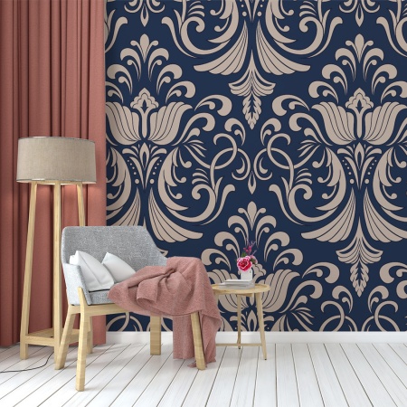 Fototapet - Elegant floral patterns on blue background (FTD1000280) - Img 3