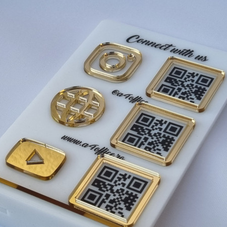 Meniu de birou din plexi cu accesorii aurii - Img 3