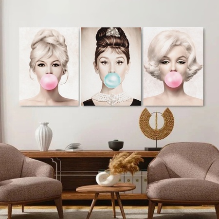 Set 3 Tablouri Canvas - Bubble gum divas