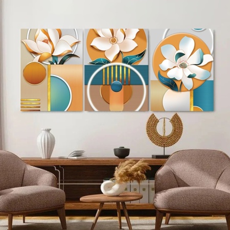 Set 3 Tablouri Canvas - Pastel floral 3D - Img 3