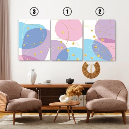 Set 3 Tablouri Pastel and golden sparks - Img 3