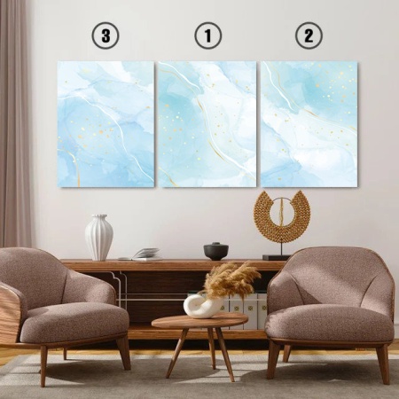 Set 3 Tablouri Pastel blue marble - Img 2
