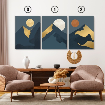 Set Tablouri Canvas - Yellow Moon, Pale Moon, Red Moon - Img 4