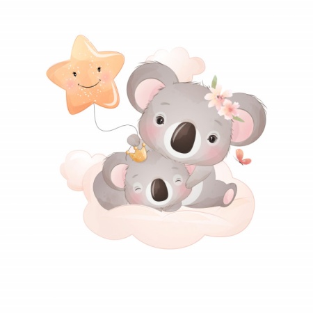Sticker Copii - Cute mom and baby koala with a star - Img 2