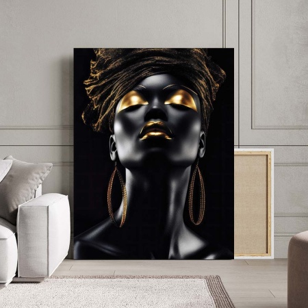 Tablou Canvas - Beautiful tribal woman with gold - Img 2