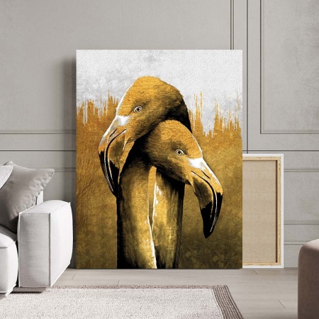 Tablou Canvas - Flamingo aurii - Img 2