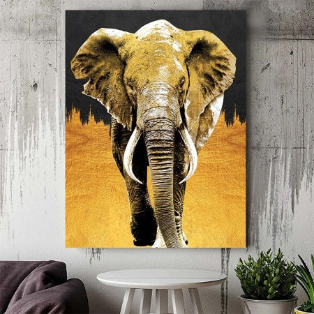 Tablou Canvas - Golden elephant - Img 3