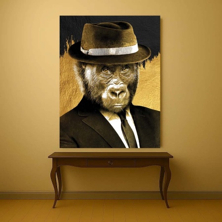 Tablou Canvas - Golden Monkey with Hat - Img 5