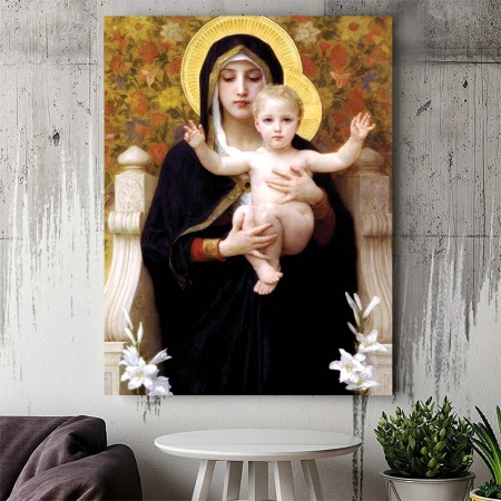 Tablou Canvas "La Virgen de los Lirios„ - Fecioara cu Pruncul” - Img 4