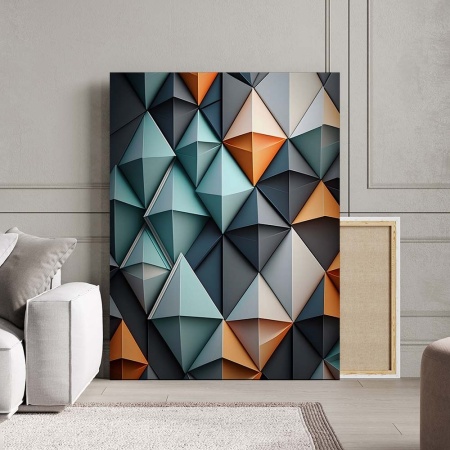 Tablou Canvas Modern Abstract - 3D Folded Diamonds - Img 2
