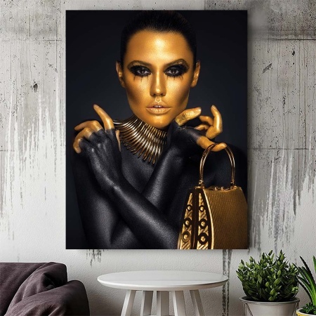 Tablou Canvas - The lady with a golden bag - Img 4