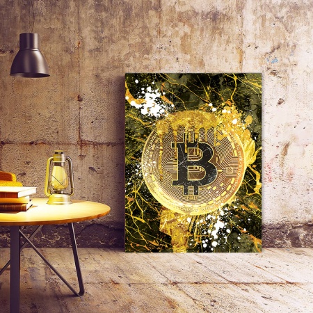 Tablou Motivational - Bitcoin (golden marble splash) - Img 3
