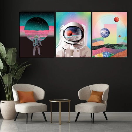 Set 3 Tablouri Canvas - Modern space mix