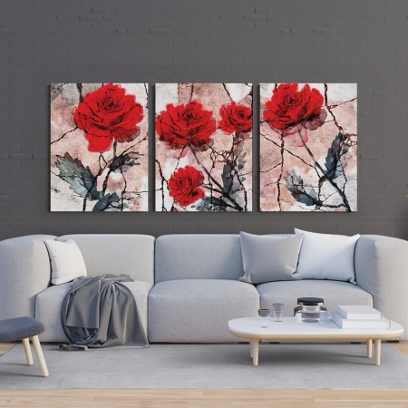Set 3 Tablouri Canvas - Red roses - Img 2