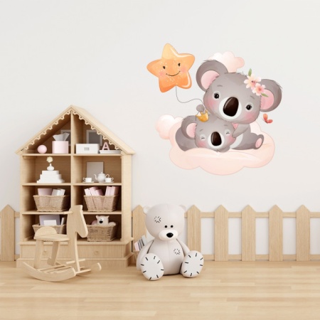Sticker Copii - Cute mom and baby koala with a star - Img 3