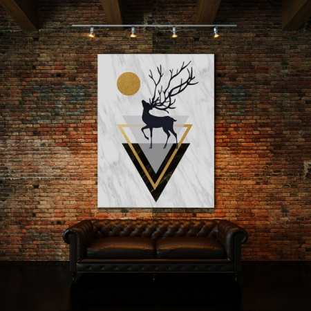 Tablou Canvas Deer And Abstract Shapes - Img 2