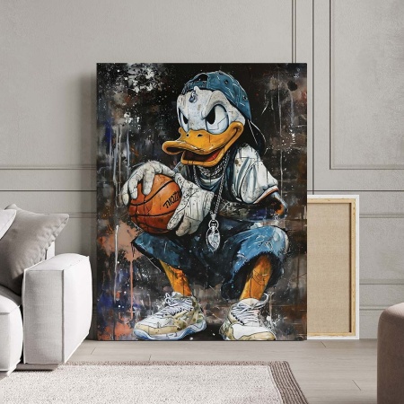 Tablou Canvas - Donald Duck Playing Basketball - Img 2