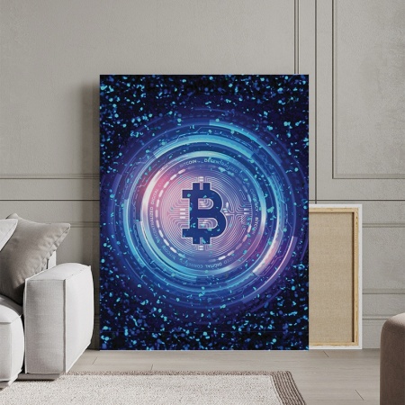 Tablou Canvas Inspirațional - Neon Light Bitcoin - Img 3