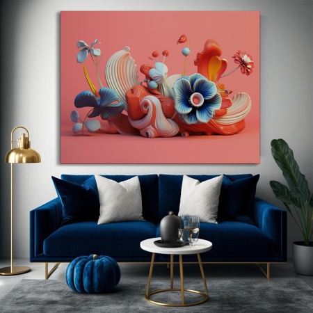 Tablou Canvas Modern Abstract - 3D Clay flowers - Img 3