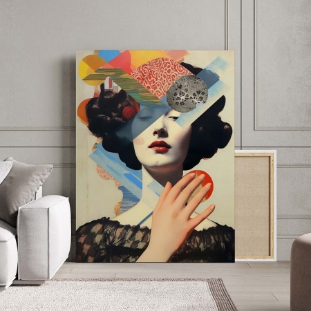 Tablou Canvas Modern Abstract - Abstract collage with vintage portrait - Img 2