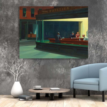 Tablou Canvas "Nighthawks" - Oamenii nopții - Img 2