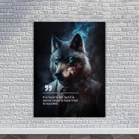 Tablou Canvas Personalizat - Business Animals - Wolf (smoke) - Img 3