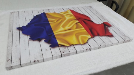 Tablou Canvas Romania Steag Si Contur - Img 5