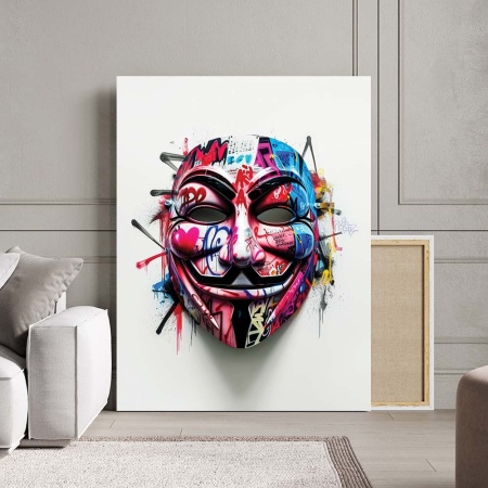 Tablou Canvas - Urban art Anonymous mask - Img 2