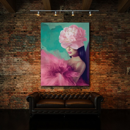 Tablou Canvas Woman With Pink Flower - Img 2