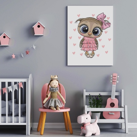 Tablou Copii - Cute Pink Owl - Img 3
