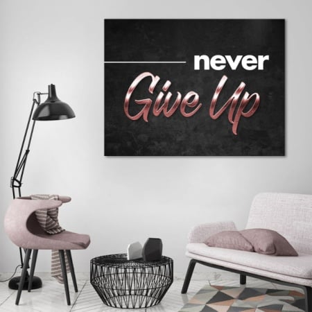 Tablou Motivational - Never give up (bronze) - Img 3