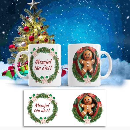 Cana De Craciun - Smiling Gingerbread Man (mesaj personalizat) - Img 3