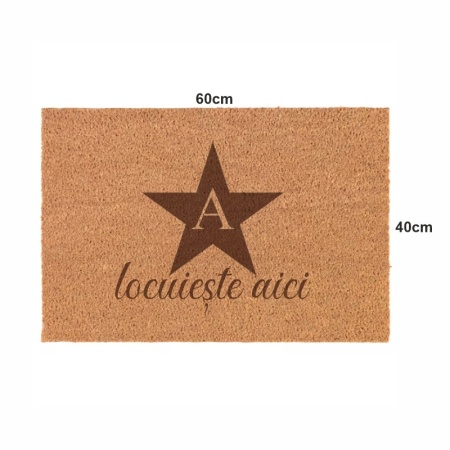 Covor de intrare personalizat - 60x40cm - o stea cu initiala locuieste aici - Img 2