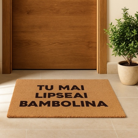 Covor de intrare personalizat - 60x40cm - Tu mai lipseai bambolina - Img 2