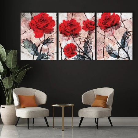 Set 3 Tablouri Canvas - Red roses - Img 3