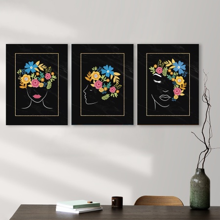 Set 3 Tablouri Spring flower heads