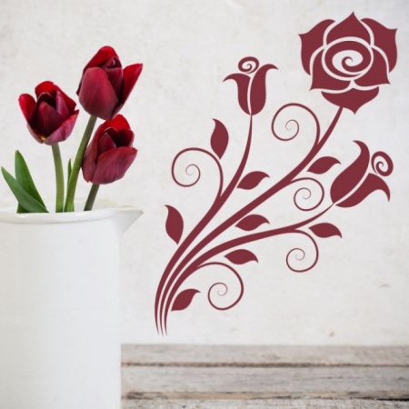 Sticker De Perete Rose Flower Swirls - Img 2