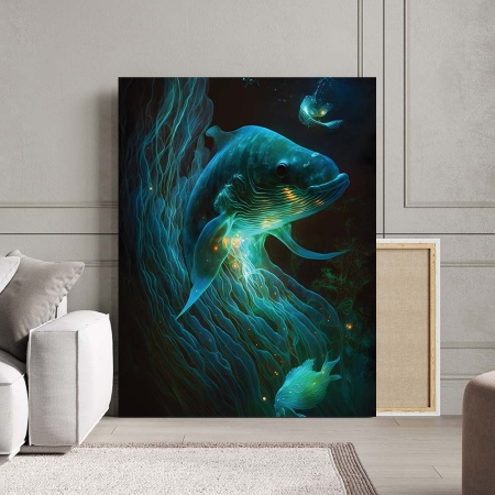 Tablou Canvas Glowing fish - Img 2