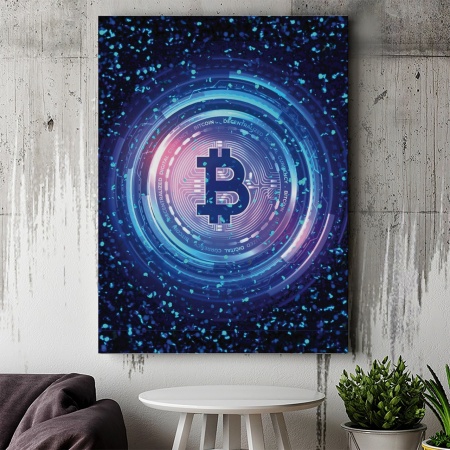 Tablou Canvas Inspirațional - Neon Light Bitcoin - Img 4