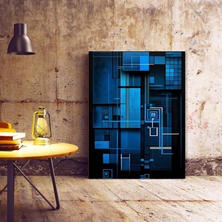 Tablou Canvas Modern Abstract - 3D Dark blue geometry - Img 2