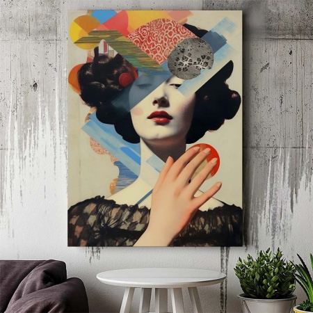 Tablou Canvas Modern Abstract - Abstract collage with vintage portrait - Img 3